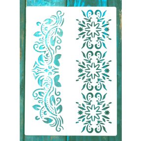    A4 méretű barokk sor mintás  műanyag  festő sablon 21x30cm-es  DIY stencil falra bútorra