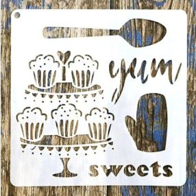   Sweets 15x15-ös festő sablon DIY műanyag stencil csempére, bútorra 