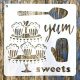 Sweets 15x15-ös festő sablon DIY műanyag stencil csempére, bútorra 