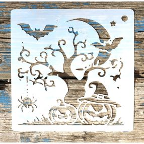   15x15-cm halloween festő sablon DIY műanyag stencil csempére, bútorra 