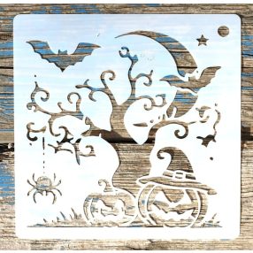   15x15-cm halloween festő sablon DIY műanyag stencil csempére, bútorra 