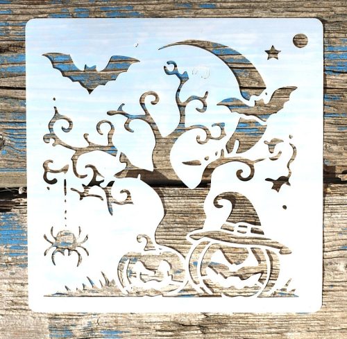 15x15-cm halloween festő sablon DIY műanyag stencil csempére, bútorra 