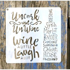   BOR, WINE feliratos 15x15-cm festő sablon  műanyag DIY stencil csempére  