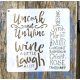 BOR, WINE feliratos 15x15-cm festő sablon  műanyag DIY stencil csempére  