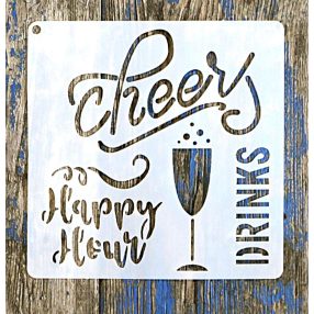   DRINKS feliratos 15x15-cm rétegző, festő sablon, műanyag DIY stencil csempére, bútorra 