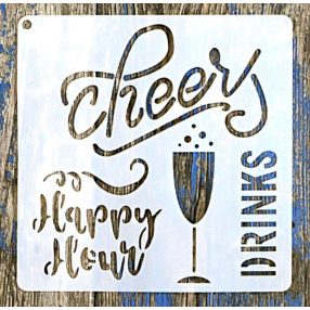   DRINKS feliratos 15x15-cm festő sablon, műanyag DIY stencil csempére, bútorra 