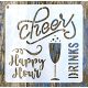 DRINKS feliratos 15x15-cm festő sablon, műanyag DIY stencil csempére, bútorra 