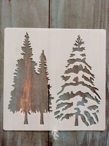 Fenyőfa mintàs 15x15-cm rétegző festő sablon 