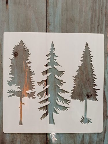 Fenyőfa mintàs 15x15-cm rétegző festő sablon 3