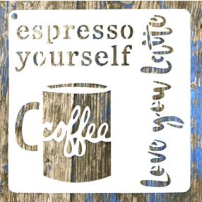  Kávé, Coffee mintàs  15x15-cm festő sablon stencil csempére, bútorra 