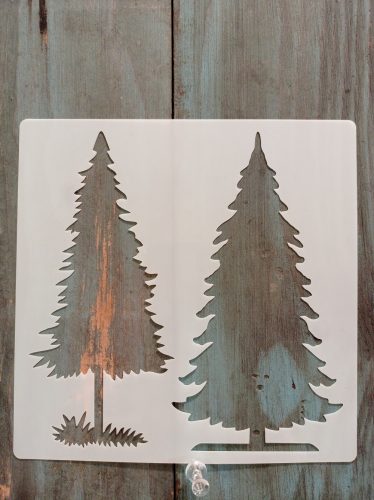 Fenyőfa mintàs 15x15-cm rétegző festő sablon 4