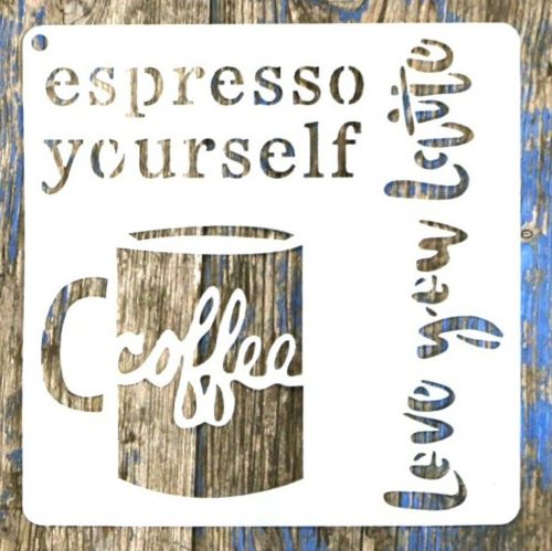 Kávé, Coffee mintàs  15x15-cm festő sablon stencil csempére, bútorra 