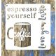 Kávé, Coffee mintàs  15x15-cm rétegző festő sablon stencil csempére, bútorra 