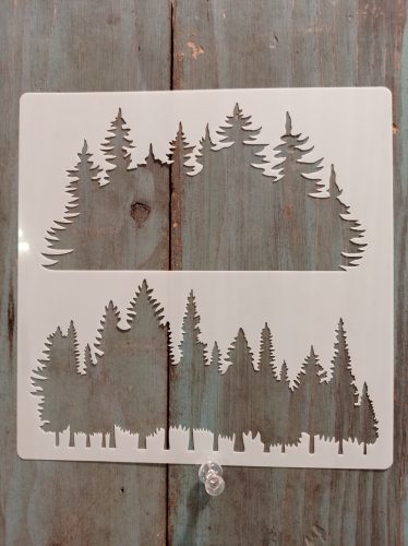 Fenyőfa mintàs 15x15-cm rétegző festő sablon 5