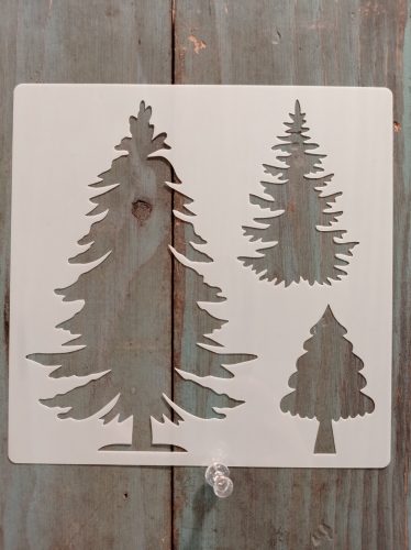 Fenyőfa mintàs 15x15-cm rétegző festő sablon 6