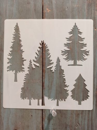Fenyőfa mintàs 15x15-cm rétegző festő sablon 7