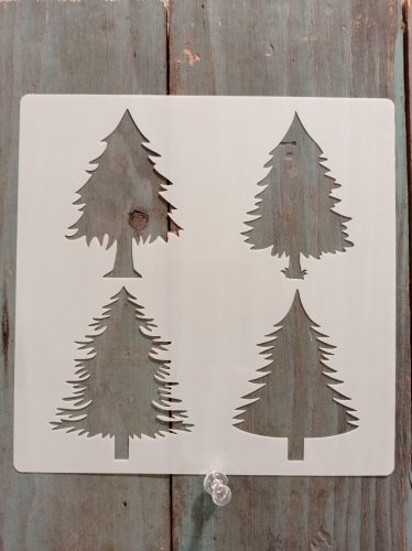 Fenyőfa mintàs 15x15-cm rétegző festő sablon 9