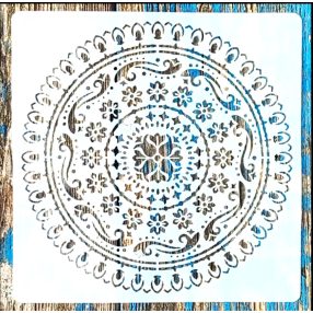   Mandala mintàs 15x15-cm-es festő sablon DIY műanyag stencil csempére, bútorra 