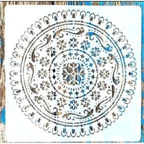   Mandala mintàs 15x15-cm-es festő sablon DIY műanyag stencil csempére, bútorra 