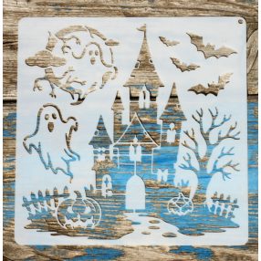   Halloween mintàs15x15-cm-es festő sablon műanyag DIY stencil