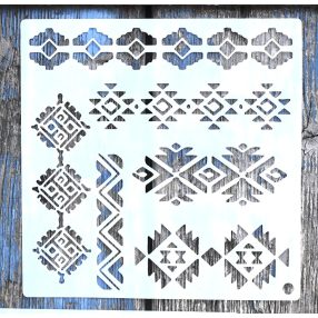   Indián mintás 15x15-cm-es rétegző festő sablon DIY  stencil
