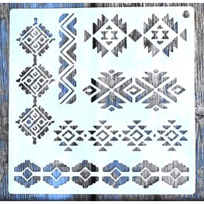 Indián mintás 15x15-cm-es festő sablon DIY  stencil