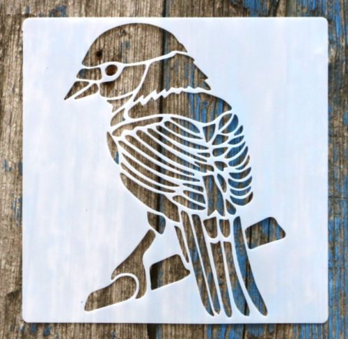 madár mintás 15x15-cm- es festő sablon DIY stencil