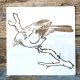 madár és ág 15x15-cm-es festő stencil műanyag DIY  sablon  