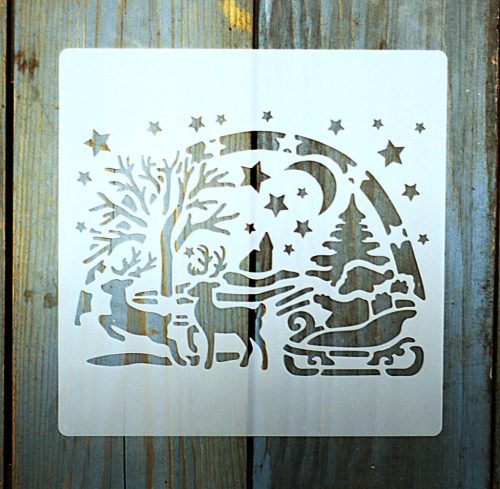 Karácsonyi mintàs 15x15-cm festő sablon műanyag DIY  stencil