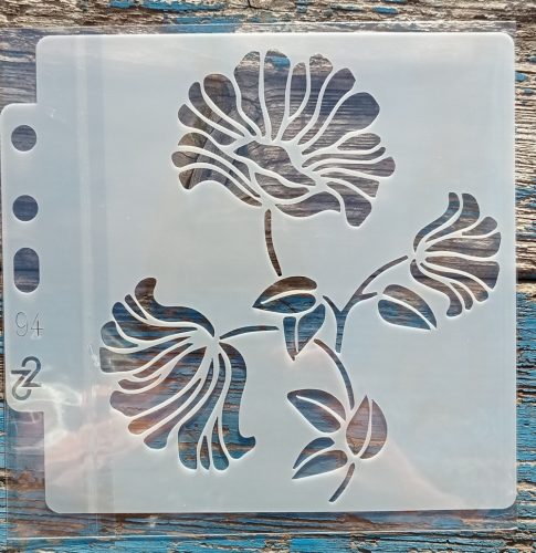 Virágos 5,   14x13cm- es rétegző festő sablon 