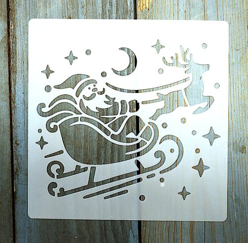 Karácsonyi mintàs 15x15-cm rétegző festő sablon műanyag DIY  stencil