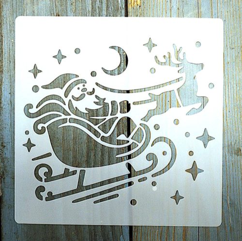Karácsonyi mintàs 15x15-cm festő sablon műanyag DIY  stencil