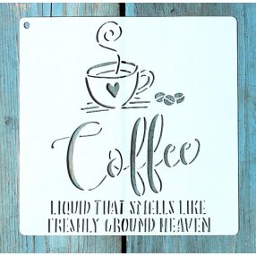 Caffe mintàs 15x15-cm festő sablon műanyag DIY  stencil