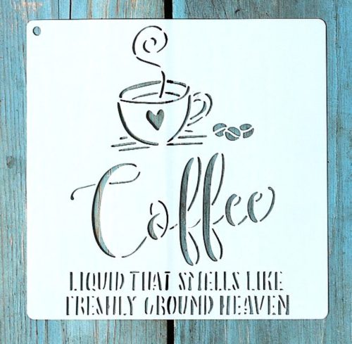 Caffe mintàs 15x15-cm festő sablon műanyag DIY  stencil
