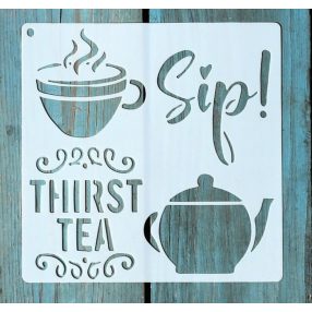 Tea mintàs 15x15-cm festő sablon műanyag DIY  stencil