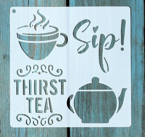 Tea mintàs 15x15-cm festő sablon műanyag DIY  stencil