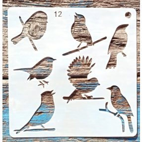 Sok kismadár 12,15x15cm-es műanyag sablon  DIY stencil