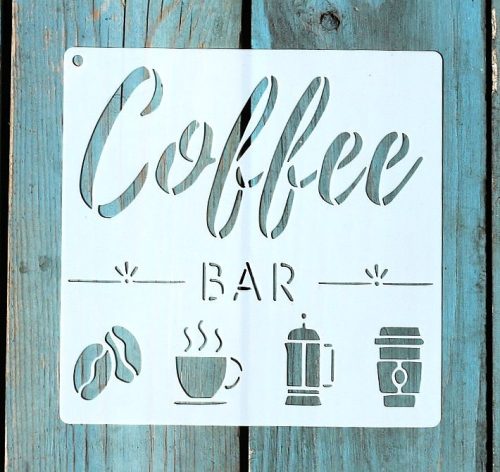 CAFFE mintás 15x15cm-es műanyag sablon  DIY stencil