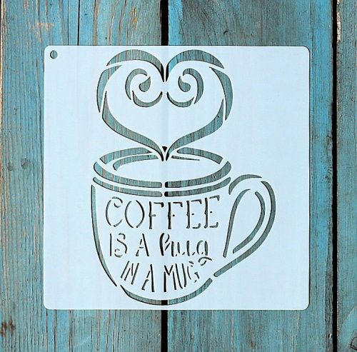  Caffe mintás 15x15cm es sablon stencil