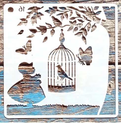 Kalitkás pillangós 15x15cm-es festő sablon DIY  stencil