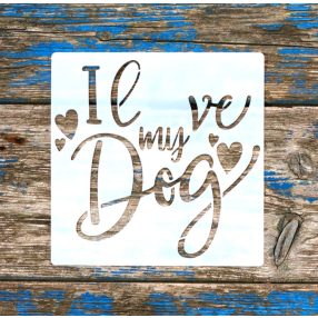 Kutya, Love, Dog 15x15cm es sablon DIY festő stencil
