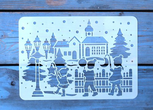 15x21 cm- es karácsonyi, téli mintás rétegző festő sablon stencil 