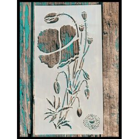   23x12-cm  pipacsos rétegző festő  sablon műanyag DIY  sablonstencil 