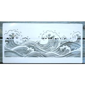   15x30-cm  tenger,  hullám mintás festő  sablon műanyag DIY  stencil 