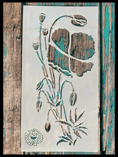 23x12-cm pipacsos rétegző festő sablon