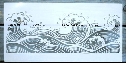 15x30-cm  tenger,  hullám mintás festő  sablon műanyag DIY  stencil 