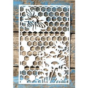   Méhsejt, méhes virágos 18x28cm-es műanyag DIY csináld, magad festő sablon