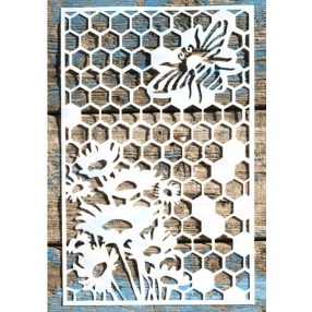   Méhsejt, méhes virágos 18x28cm-es műanyag DIY csináld, magad festő sablon