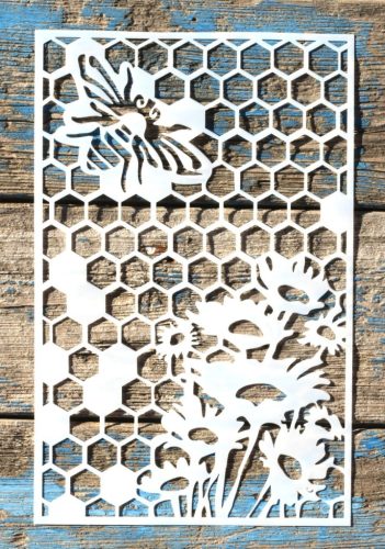 Méhsejt, méhes virágos 18x28cm-es műanyag DIY csináld, magad festő sablon