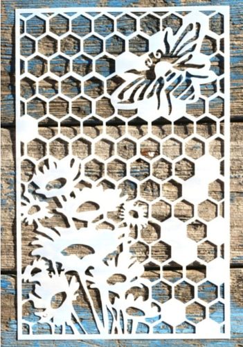 Méhsejt, méhes virágos 18x28cm-es műanyag DIY csináld, magad festő sablon
